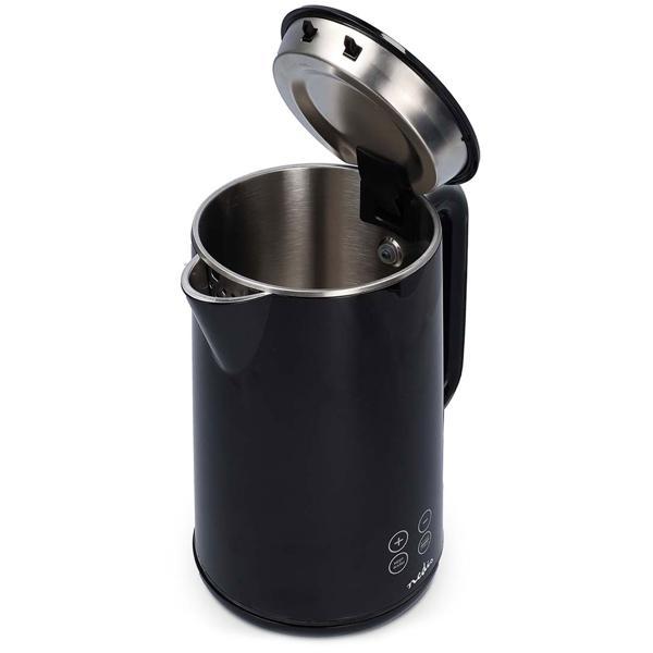 Moderner 1,7 L Wasserkocher mit digitaler Temperaturwahl & LCD-Touch-Display, schwarz, kraftvoll e2200W für schnelles & präzises Erhitzen