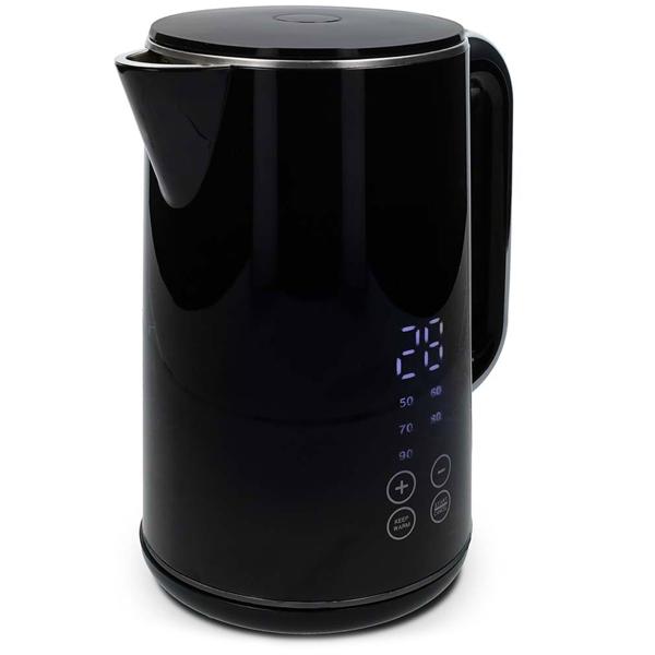 Moderner 1,7 L Wasserkocher mit digitaler Temperaturwahl & LCD-Touch-Display, schwarz, kraftvoll e2200W für schnelles & präzises Erhitzen