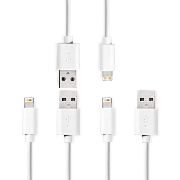 3er-Set iPhone Ladekabel, Lightning Kabel, USB-A, Apple MFi Zertifiziert, 1 m, weiss ideal für Iphone 6, 7, 8, 9, X, XS, 11, 12, 13, 14, Pro / Max