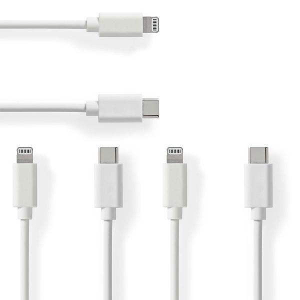 3er-Set iPhone Ladekabel, Lightning Kabel, USB-C, Apple MFi Zertifiziert, 1 m, weiss ideal für Iphone 6, 7, 8, 9, X, XS, 11, 12, 13, 14, Pro / Max