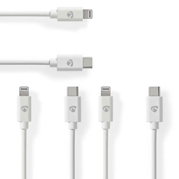 3er-Set iPhone Ladekabel MFi zertifiziert - optimale Synchronisation & Aufladung Apple-Geräte - 2m Lightning Kabel USB-C 60W/20V/3A 480 Mbit/s robust weiss