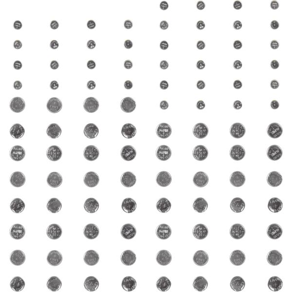 Lithium Knopfzellen-Batterie-Set, 100 Stück, 5 Typen