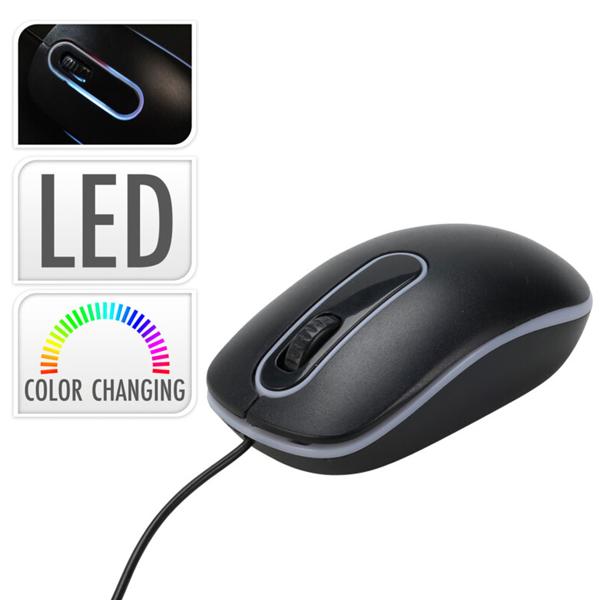 Präzise Optische USB-Maus mit 3 Tasten und Scrollrad, Multicolor-Beleuchtung, Kompatibel zu Windows, iOS, Linux