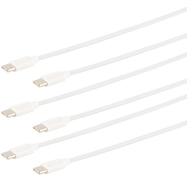 3er-Set Schnellladekabel USB-C auf USB-C, weiss, 0,5 m