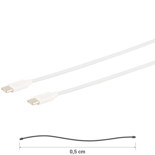 3er-Set Schnellladekabel USB-C auf USB-C, weiss, 0,5 m