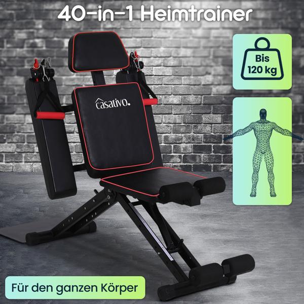 40-in-1 Heimtrainer für Ganzkörper-Training – Trainingsgerät für Kraft & Fitness mit Seilzügen, Beinstrecker & viel Zubehör