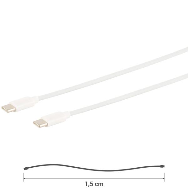 2er-Set Schnellladekabel USB-C auf USB-C - Superschnelles Laden für Smartphone, Tablet & mehr - PD 60W, 480 Mbit/s, 1.5m, weiss, TPE-Ummantelung