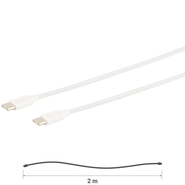 2er-Set Schnellladekabel USB-C auf USB-C - Superschnelles Laden 60W Power Delivery für Smartphone & Tablet - 2m weiss, 480 Mbit/s Datenübertragung