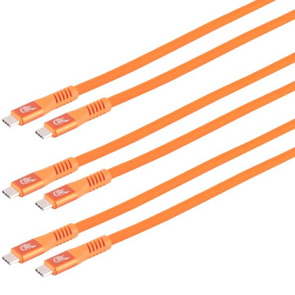 3er-Set Daten- & Schnellladekabel USB-C zu USB-C - PD 3.1 240W, 20 Gbit/s - Orange, 2m, Robuste Silikon-Ummantelung, 4K/60Hz Displays