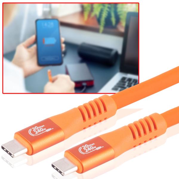 3er-Set Daten- & Schnellladekabel PD 3.1, 240 W, 20 Gbit/s, USB-C zu USB-C, orange, 1,5
