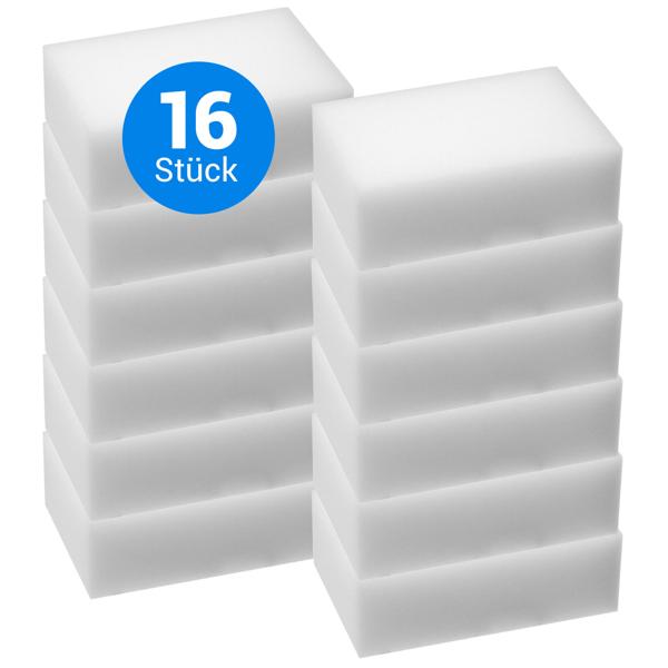 16x Schmutzradierer Melamin-Schaum-Schwamm - Mühelose Fleckenentfernung ohne Chemie - Für Küche, Bad, Möbel, Büro & Auto - 9x6x3cm