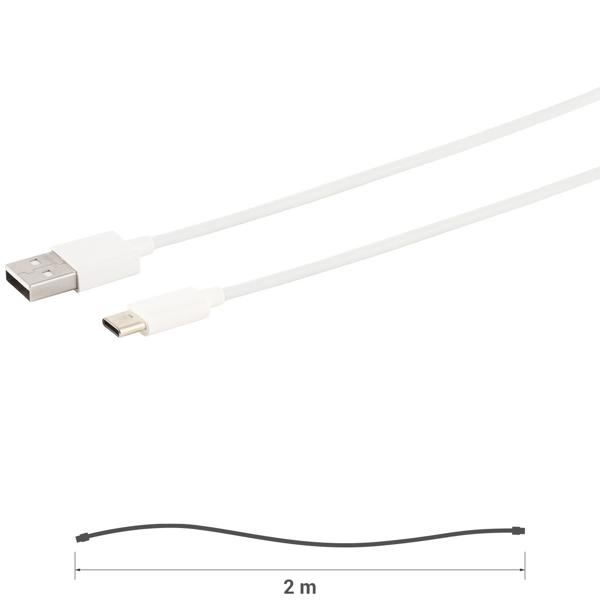 3er-Set Daten- & Ladekabel USB-A auf USB-C - Schnelles Laden 18W & 480 Mbit/s Datenübertragung - 2m weiss, TPE-Ummantelung - für Smartphone Tablet
