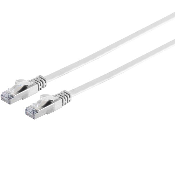 2er-Set Netzwerkkabel Cat 7, Flachkabel, 2x RJ45 Stecker, weiss, 10 m