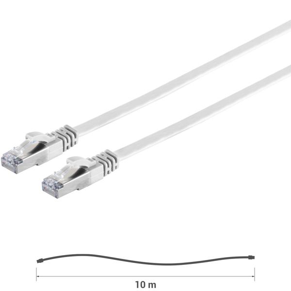 2er-Set Netzwerkkabel Cat 7, Flachkabel, 2x RJ45 Stecker, weiss, 10 m