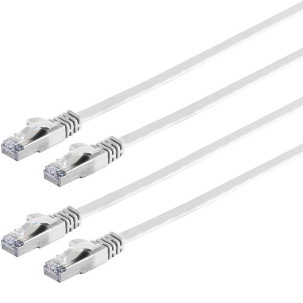 2er-Set Netzwerkkabel Cat 7, Flachkabel, 2x RJ45 Stecker, weiss, 15 m