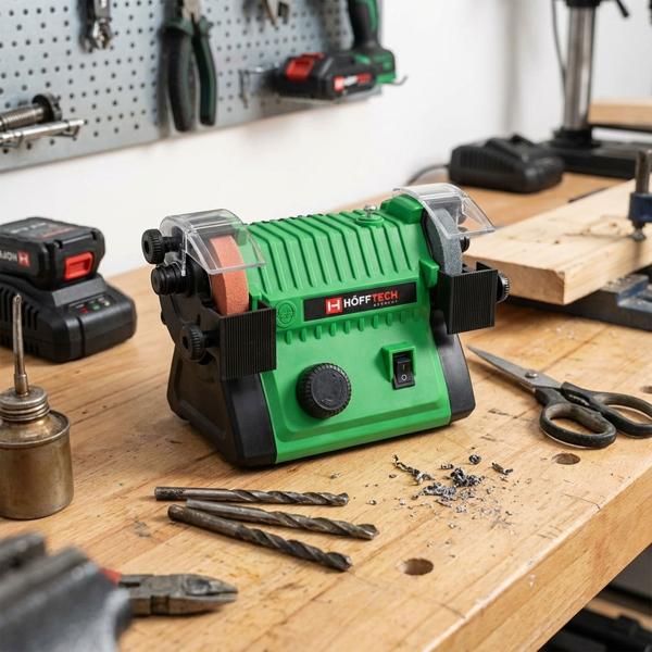 Kabelloser Akku-Doppelschleifer mit Schleif- & Polierscheiben – Schärft Messer, Bohrer & Scheren, mobil & flexibel 