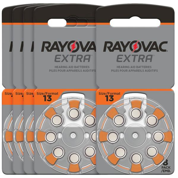 Rayovac Hörgeräte Batterien Typ 13 (PR48 ZL2) - Orange Farbcode - extralange Laufzeit für zuverlässigen Hörkomfort - 40er-Pack Zink-Luft 1,45V 310mAh
