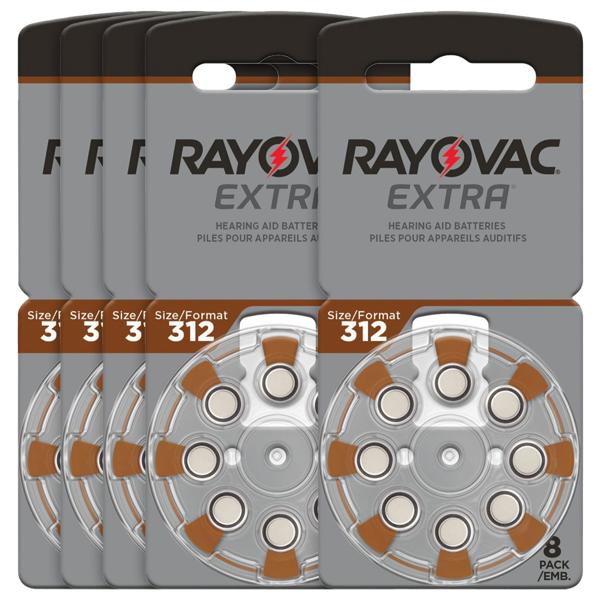 5er-Set Energieeffiziente Hörgeräte Batterien Extra Advanced Typ 312 (R312AE, ZL3, PR41), braun, 1,4V/180 mAh, 40er-Spar Pack