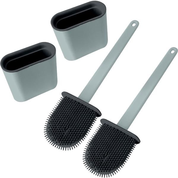 2er-Set WC-Silikonbürste anthrazit - Flexible Borsten für optimale Hygiene - Erreicht schwer zugängliche Bereiche - Schmutzabweisend, formstabil & gründlich