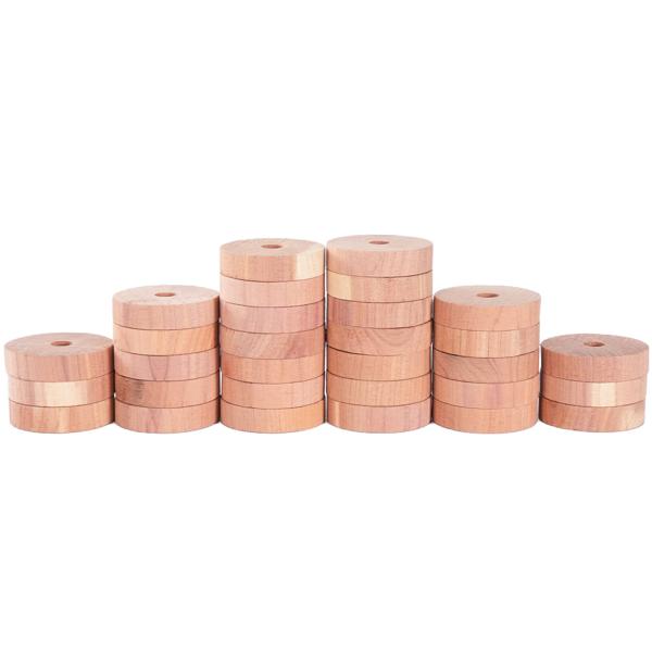 Premium Zedernholz Mottenringe 30er-Set: Natürlicher Mottenschutz für Kleiderschrank & Garderobe, Passend für alle Kleiderbügel