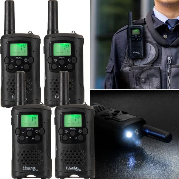 Walkie Talkie, 4er-Set PMR-Funkgerät mit VOX, Taschenlampe, 10km Reichweite, 8 Kanäle, für Abenteuer, Camping und Wandern, für Erwachsene und Kinder