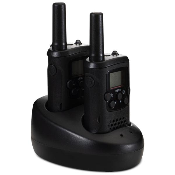 4er-Set Profi Akku-PMR-Funkgerät, Gürtelclip & Taschenlampe, Walkie Talkie mit 10km Reichweite, 8 Kanäle, Ladestation, 8 Stunden Sprechzeit