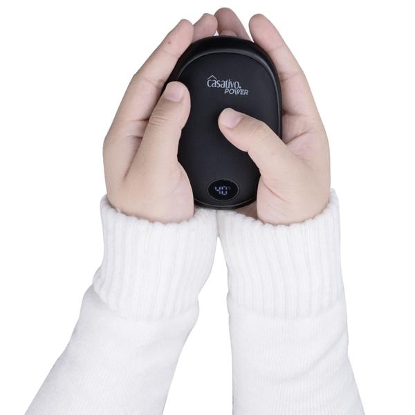 2er-Set Zuverlässiger 2in1 USB Handwärmer mit Powerbank Funktion, 10.000 mAh, schwarz, warme Hände und gleichzeitig das Smartphone laden