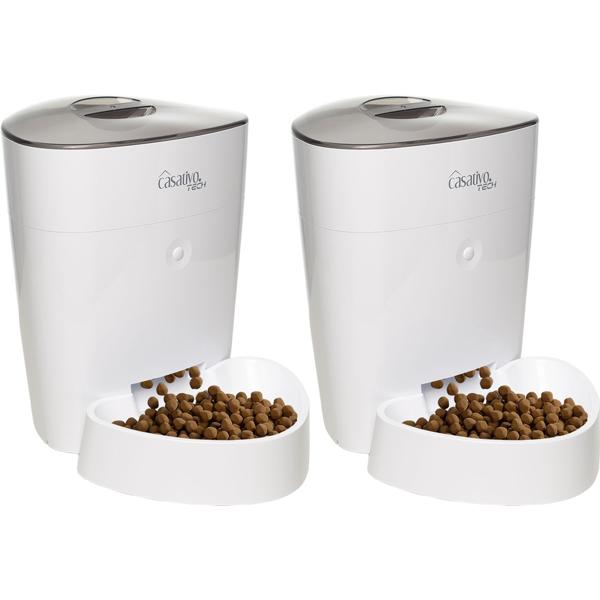 2er Smarter Futterspender, WLAN und App zur Steuerung, 4 Liter, für Hunde & Katzen, 1-10 Mahlzeiten am Tag, Napf abnehmbar und leicht zu Reinigen