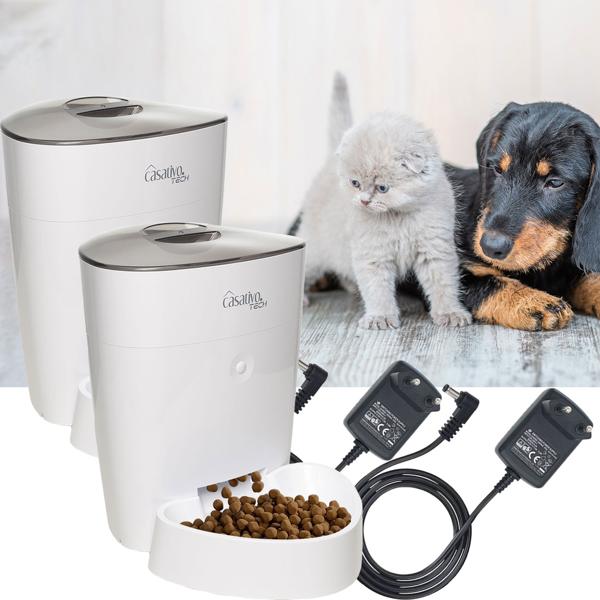 2er Smarter Futterspender, WLAN und App zur Steuerung, 4 Liter, für Hunde & Katzen, 1-10 Mahlzeiten am Tag, Napf abnehmbar und leicht zu Reinigen