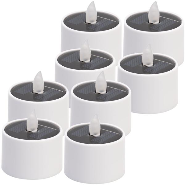 8er-Set Solar-LED-Teelichter – wetterfest (IP44), mit Dämmerungssensor & warmweissem Licht – kabellos, energiesparend & ideal für Garten, Balkon & Deko