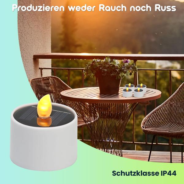 8er-Set Solar-LED-Teelichter – wetterfest (IP44), mit Dämmerungssensor & warmweissem Licht – kabellos, energiesparend & ideal für Garten, Balkon & Deko