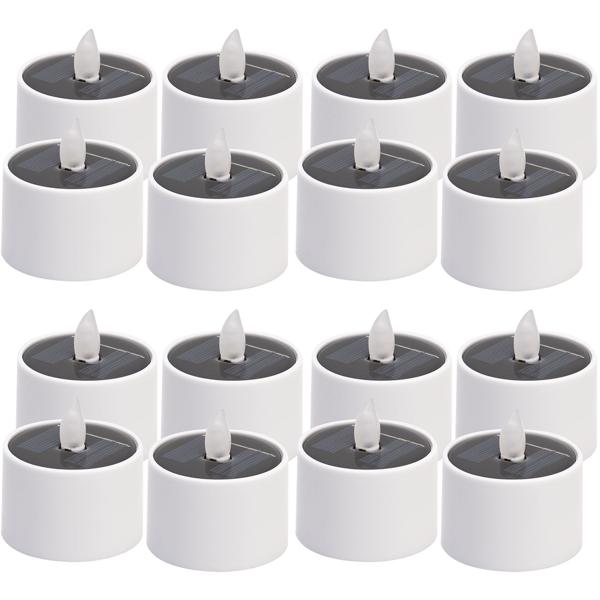 16er-Set Solar-LED-Teelichter – wetterfest (IP44), mit Dämmerungssensor & warmweissem Licht – kabellos, energiesparend & ideal für Garten, Balkon & Deko