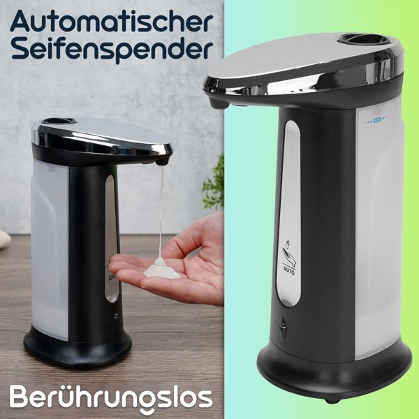 2er-Set Berührungsloser Seifenspender (Infrarot): 400ml, ABS-Chrom, edel - Autom. Dosierung, ideal für Bad & Küche - Maximale Hygiene