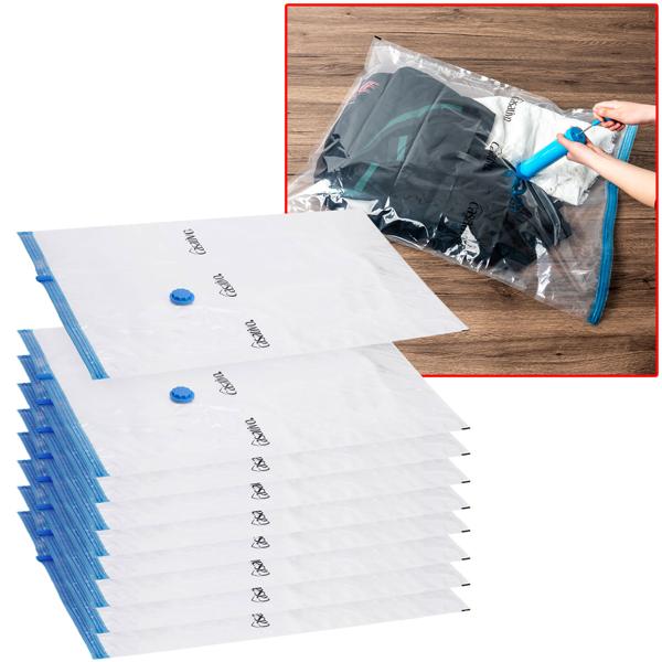 9er-Set platzsparende Vakuumbeutel L, 60 x 80 cm, Kompression mit dem Staubsauger, transparente Kleiderbeutel ideal für die Reise