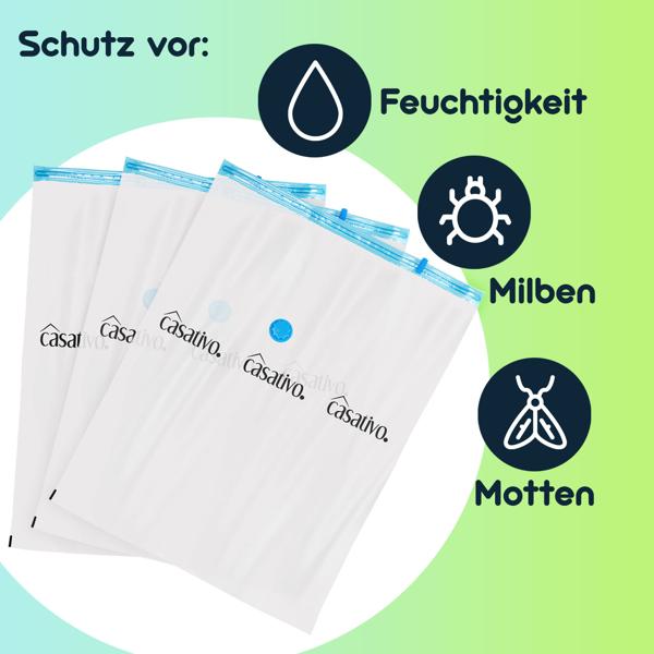 9er-Set platzsparende Vakuumbeutel L, 60 x 80 cm, Kompression mit dem Staubsauger, transparente Kleiderbeutel ideal für die Reise