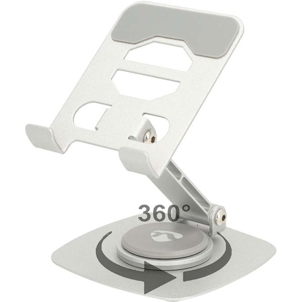 2er-Set Universal Smartphone Halterung aus Aluminium - 360° schwenkbar, faltbar & robust - Sicherer Halt, Anti-Rutsch, lädt Handy - Silber