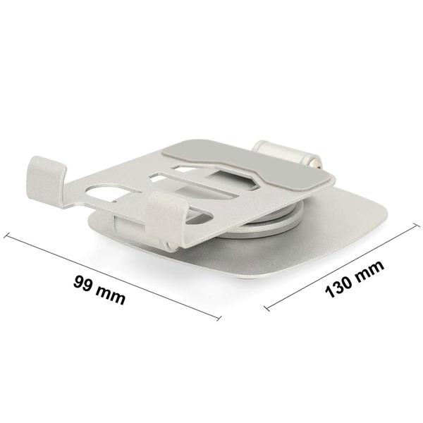 2er-Set Universal Smartphone Halterung aus Aluminium - 360° schwenkbar, faltbar & robust - Sicherer Halt, Anti-Rutsch, lädt Handy - Silber