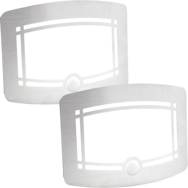 2er-Set Helle Batterie-LED-Wandleuchte, Aluminium und Kunststoff, 2 Leuchtstufen 20-40 Lumen, PIR-Bewegungs- & Lichtsensor