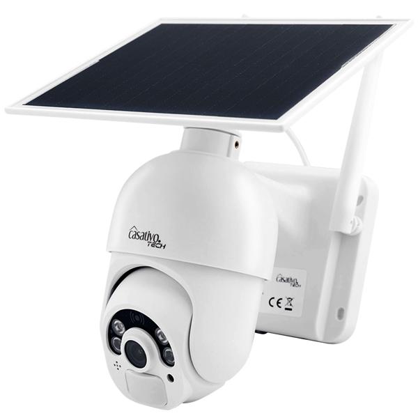 2er-Set Smarte Überwachungskamera, Solar / kabellos, Pan-Tilt, FullHD, Solar Panel, PIR Sensor, Aussen, Nachtsicht, 2-Wege-Audio/ Video, IP66, weiss