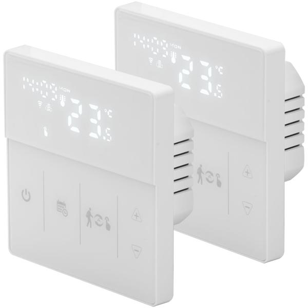 2er-Set WLAN-Thermostat für Fussbodenheizungen - App- & Sprachsteuerung, Heizkosten senken, 2 Sensoren - Alexa/Google/Siri, 230V, weiss