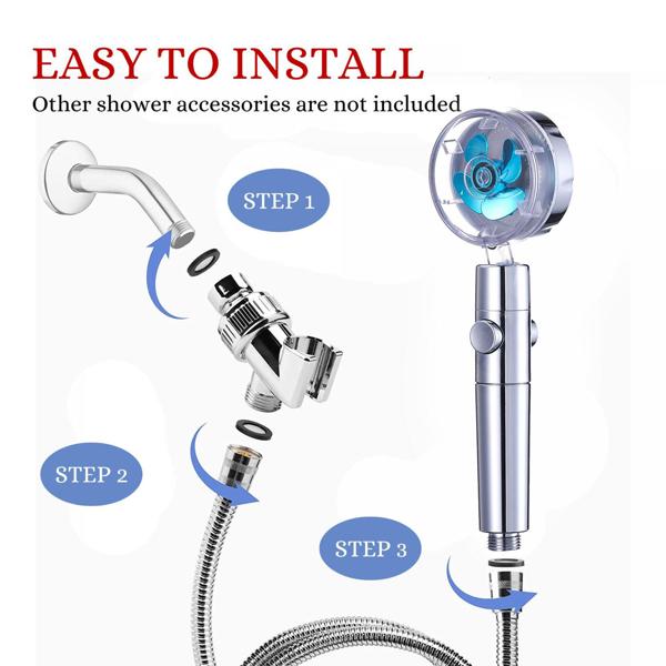 Effizienter Wasserspar Duschkopf mit Baumwollfilter und 360° Drehgelenk, 27 x Ø 8 cm, 100 Düsen-Löcher, Erhöht den Druck um 200%