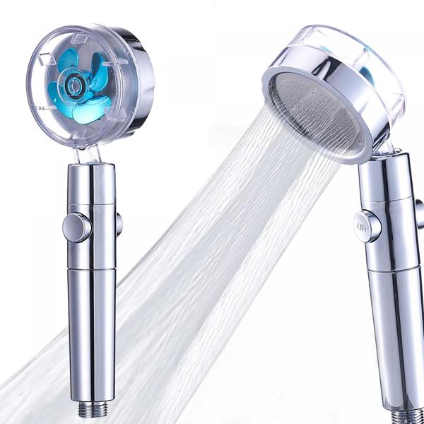 Effizienter Wasserspar Duschkopf mit Baumwollfilter und 360° Drehgelenk, 27 x Ø 8 cm, 100 Düsen-Löcher, Erhöht den Druck um 200%