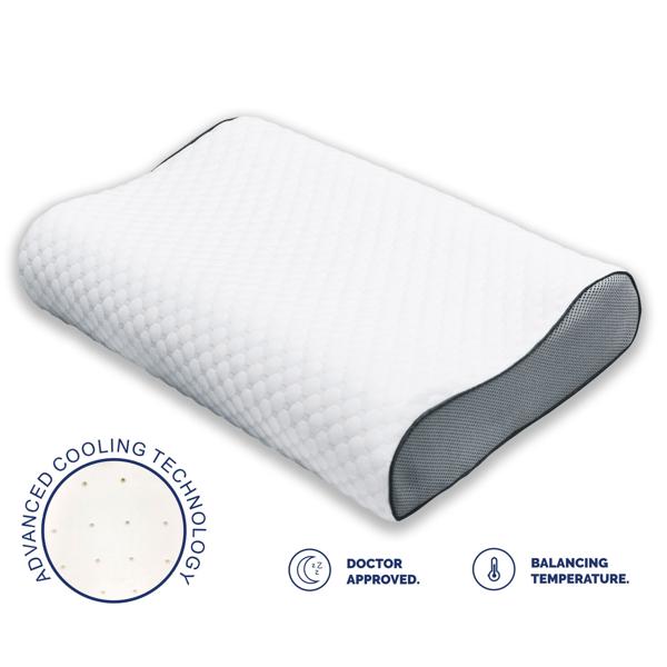 Ergonomisches Memory-Foam-Kopfkissen 60x40 cm – weiss-grau, atmungsaktiv & druckentlastend – Erholsamer Schlaf &  Nackenstütze