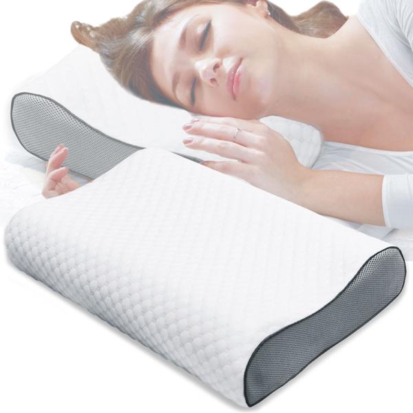 Ergonomisches Memory-Foam-Kopfkissen 60x40 cm – weiss-grau, atmungsaktiv & druckentlastend – Erholsamer Schlaf &  Nackenstütze