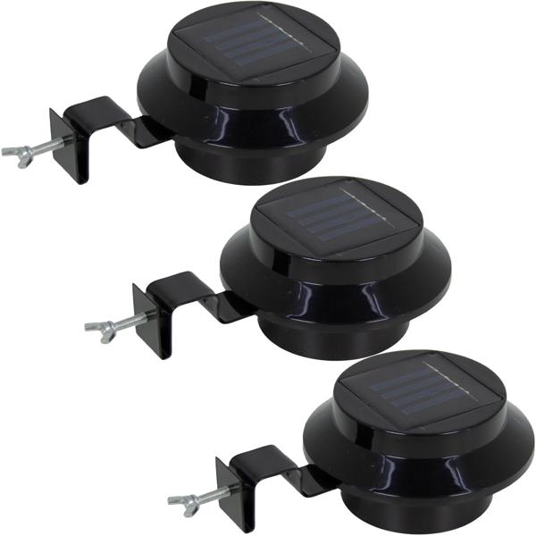 Solar-Dachrinnenleuchte 3er-Set - Dämmerungssensor, 3 helle LEDs, akkubetrieben, wetterfest - Einfache Montage, erhöhte Sicherheit, keine Stromkosten
