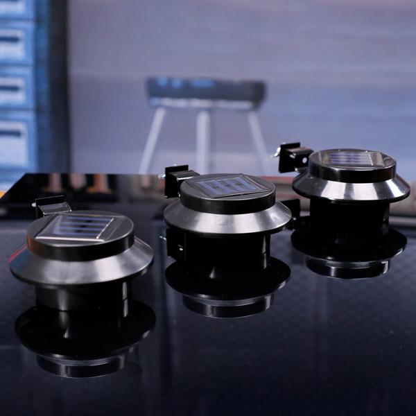 2er-Set Solar-Dachrinnenleuchte mit Dämmerungssensor - Wetterfest & robust für Hauseingänge, Garagen & Balkone - 3 helle LEDs, 11x11x5.5cm, Ni-MH Akku