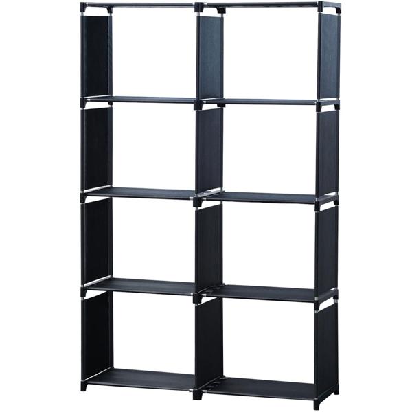 Stilvolles 8-Fächer Regal, schwarz, 85 x 26 x 125 cm - Robustes Standregal für Wohnzimmer, Büro, Keller, Garage - Langlebig & einfacher Aufbau