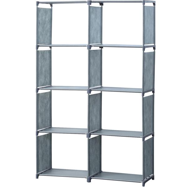 8-Fächer-Regal (85x26x125cm) aus Vlies-Stoff: Graues Stoffregal für maximale Ordnung – geräumige Fächer für Bücher, Kleidung und mehr