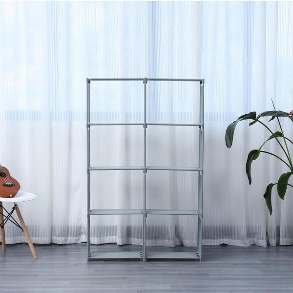 8-Fächer-Regal (85x26x125cm) aus Vlies-Stoff: Graues Stoffregal für maximale Ordnung – geräumige Fächer für Bücher, Kleidung und mehr