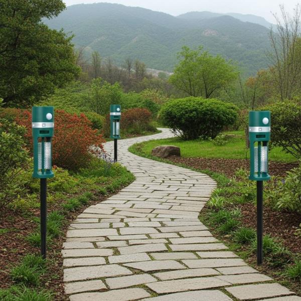 3er-Set Solar Tiervertreiber mit Erdspiess und Bewegungssensor, Ultraschall und Lichtblitz